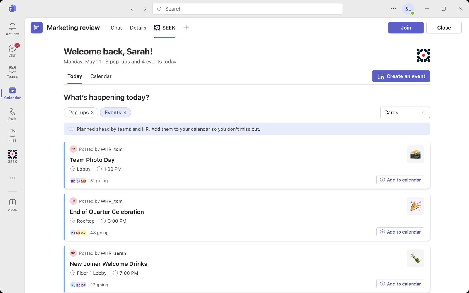 The SEEK Microsoft Teams plugin prototype